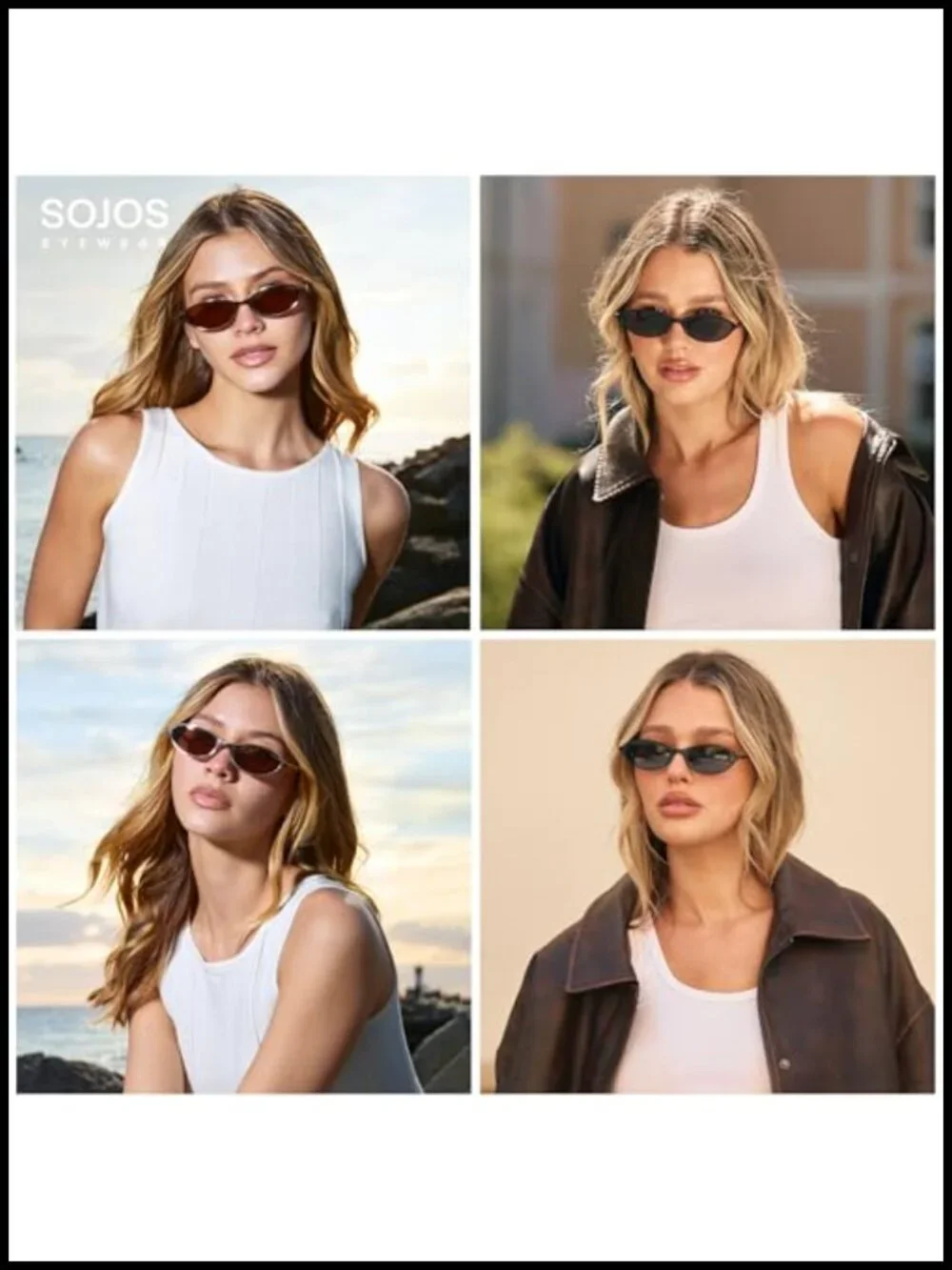 Small Oval Cat Eye Polarized Sunglasses with Metal Frame Spring Hinges